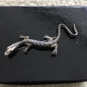 Sterling silver snake lizard pin brooch